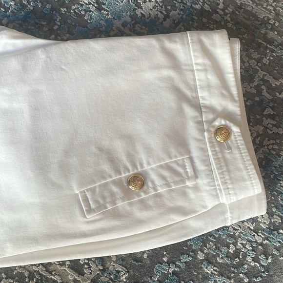 Talbots Summer White with Gold T Buttons Ankle Length Cotton Pants Size 2 - Picture 5 of 13